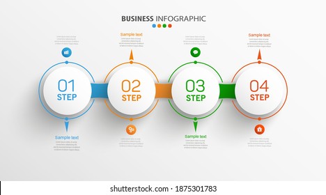 Plantilla vectorial de diseño infográfico de negocios con 4 opciones, pasos o procesos