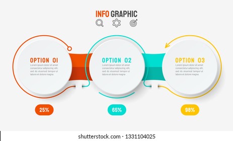 Business-Infografische Design-Vektorillustration mit dünnen Linien und modernen Formen-Vorlagen. Zeitachse mit 3 Optionen, Schritten, Prozessen. 