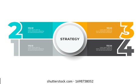 Business Infographic diagram with 4 number options, steps. Vector illustration. Can be used for workflow layout, info chart, graph, presentation.