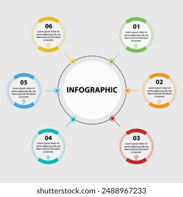 Business infographic dots line process with circle template design with icons and 5 options or steps. Vector illustration. 