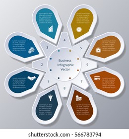 Business Infographic Eight Points Arranged In Circle Gear