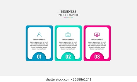 Elemento de infográfico de negócios com 3 opções, etapas, projeto de modelo de vetor de número