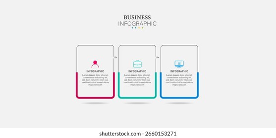 Elemento de infografía de negocios con 3 opciones, pasos, diseño de Plantilla de Vector de números