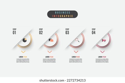 Business infographic element with 4 options, steps, number vector template design