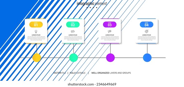 Business infographic element with 4 options, steps, number vector template design