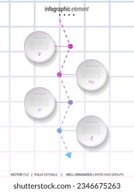 Business infographic element with 4 options, steps, number vector template design
