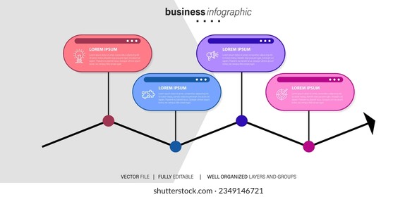 Business infographic element with 4 options, steps, number vector template design
