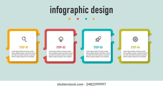 Business infographic element with 4 options, steps, number template design for workflow diagram, info chart, web design. vector illustration.	