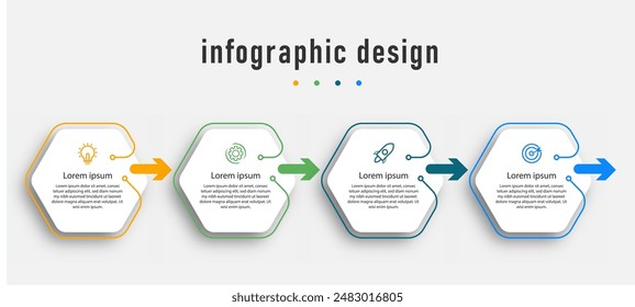 Business infographic element with 4 options, steps, number template design for workflow diagram, info chart, web design. vector illustration.