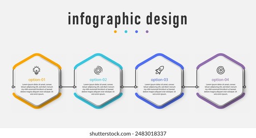 Business infographic element with 4 options, steps, number template design for workflow diagram, info chart, web design. vector illustration.