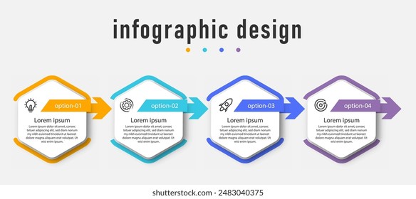 Business infographic element with 4 options, steps, number template design for workflow diagram, info chart, web design. vector illustration.