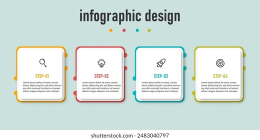 Business infographic element with 4 options, steps, number template design for workflow diagram, info chart, web design. vector illustration.