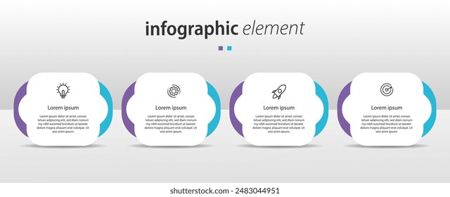 Business infographic element with 4 options, steps, number template design for workflow diagram, info chart, web design. vector illustration.
