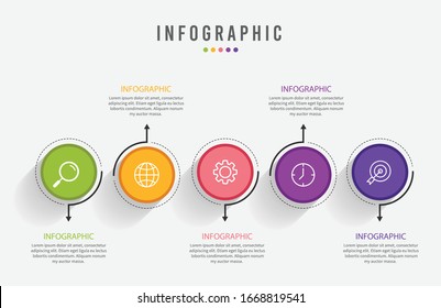 Business infographic element with 5 options, steps, vector template design
