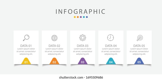 Business infographic element with 5 options, steps, number vector template design.
