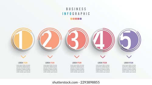 Business infographic element with 5 options, steps, number vector template design