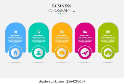 Business infographic element with 5 options, steps, number vector template design
