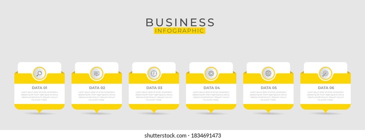Business infographic element with 6 options, steps, number vector template design	