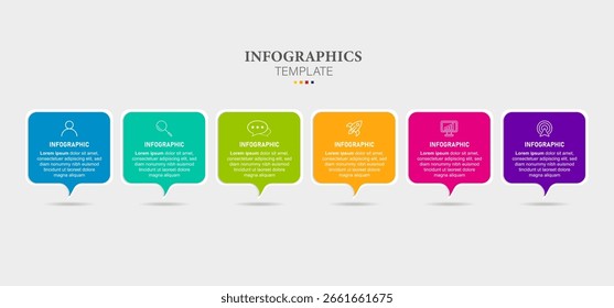 Elemento de infografía de negocios con 6 opciones, pasos, diseño de Plantilla de Vector de números