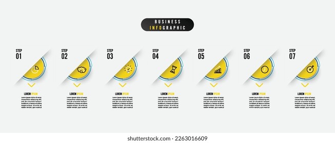 Business infographic element with 7 options, steps, number vector template design