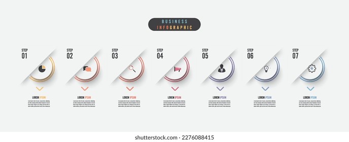 Business infographic element with 7 options, steps, number vector template design