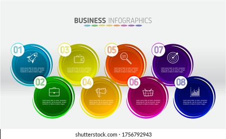 Business infographic element with 8 options. Can be used for info graphics, flow charts, presentations, flyers, websites, banners.