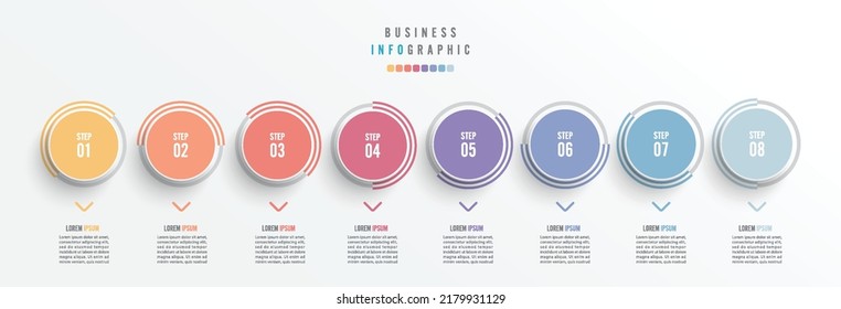 Business infographic element with 8 options, steps, number vector template design
