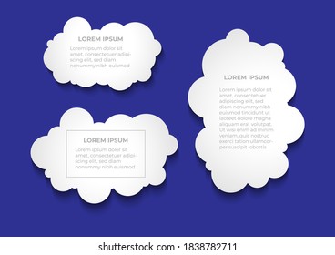Business infographic element in cloud shape with three models. Perfect for graphic resources, sales labels, in addition to brochure and flyer designs.