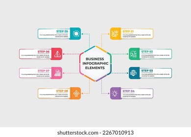 Business infographic element design for presentations and works. Business subject category and project discuss infographic design. Business data visualization and process chart infographic vector.