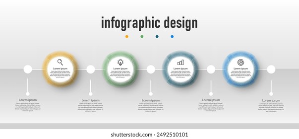 Business infographic element template with 4 steps, options. can be used for workflow diagram, info chart, web design. vector illustration.	