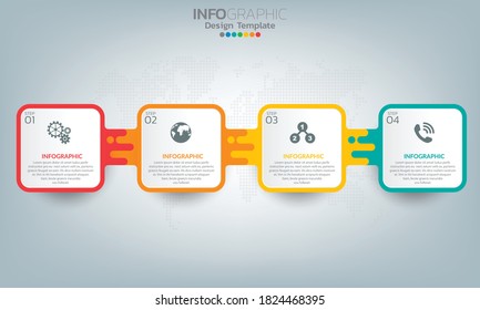 Business infographic elements with 4 options or steps.