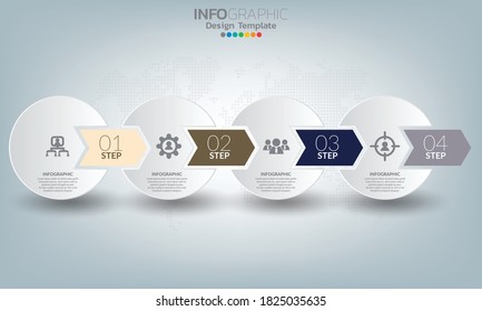 Business infographic elements with 4 options or steps.