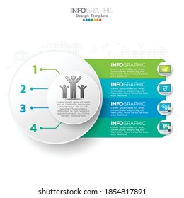 Elementos infográficos empresariales con 4 opciones o pasos de tema azul.