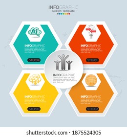 Business infographic elements with 4 options or steps 