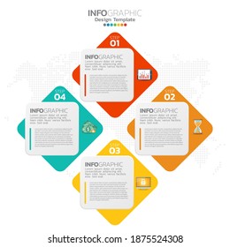 Elementos de infografía empresarial con 4 opciones o pasos 