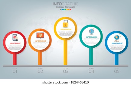 Business infographic elements with 5 options or steps.