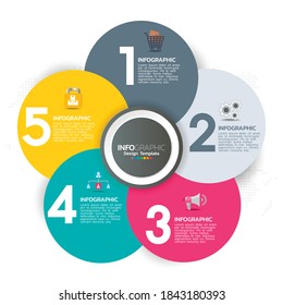 Business-Infografiken mit 5 Optionen oder Stufen blauen Thema.