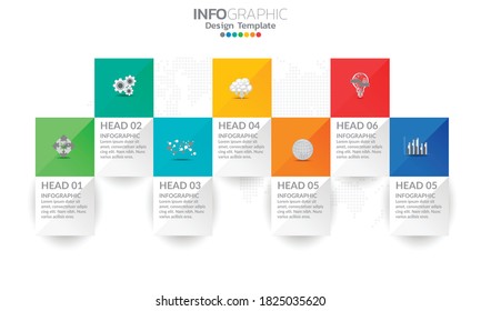 Business infographic elements with 7 options or steps.