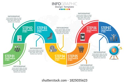 Business infographic elements with 7 options or steps.