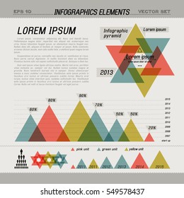 Business infographic elements with charts graphs and diagrams with percentage place for texts and titles vector illustration