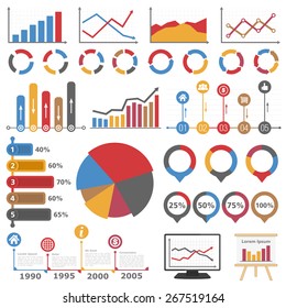 Business infographic elements collection, set of different graphs, charts and diagrams, vector eps10 illustration