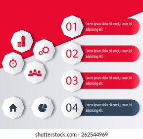 business infographic elements, icons, 3d geometrical option, steps labels, vector illustration, eps10, easy to edit