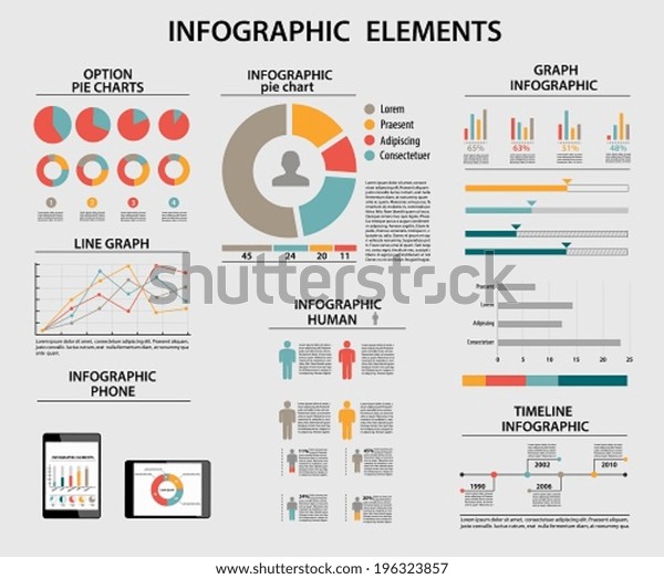 业务信息图表元素 饼图 时间表 成长图表库存矢量图 免版税 196323857
