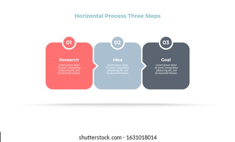 Business infographic elements.  Process with 3 steps, squares, options. Vector chart.