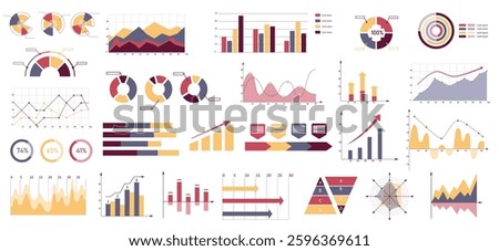 Business infographic elements set with various charts and graphs. Vector illustration