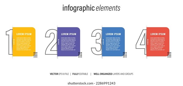 Business infographic elements template design with icons and 4 options or steps. Vector illustration.

