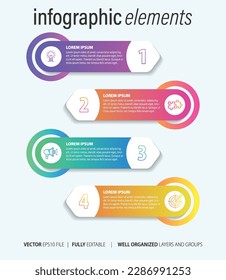 Business infographic elements template design with icons and 4 options or steps. Vector illustration.
