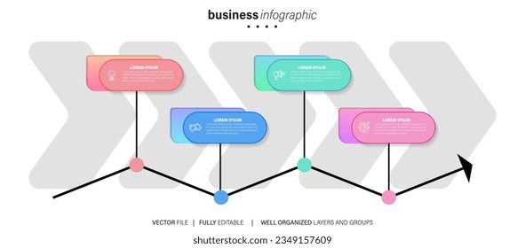 Business infographic elements template design with icons and 4 options or steps. Vector illustration.
