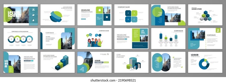 Business infographic elements template set. Keynote presentation background, slide templates design, website ideas, brochure cover design, landing page, annual report brochure. Vector Illustration