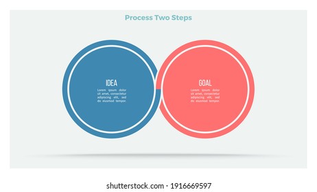 Business infographic elements. Timeline with 2 steps, options, circles. Vector chart.